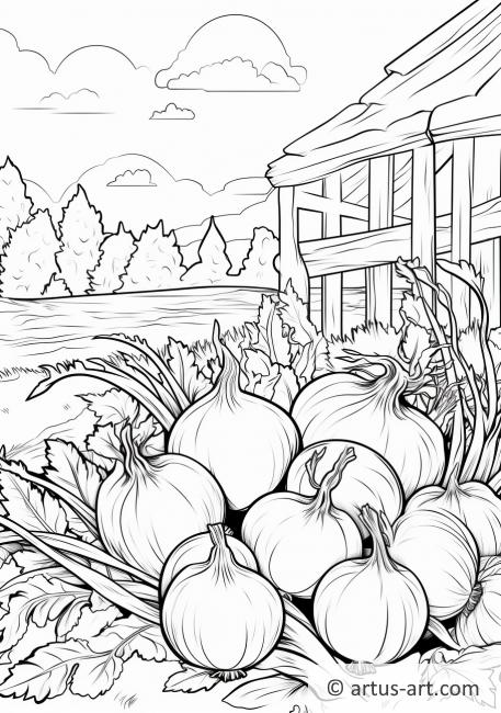 Onion Harvest Coloring Page